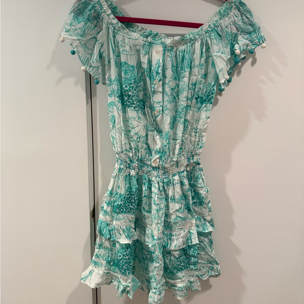 TAJ by Sabrina Crippa Teal and White short dress